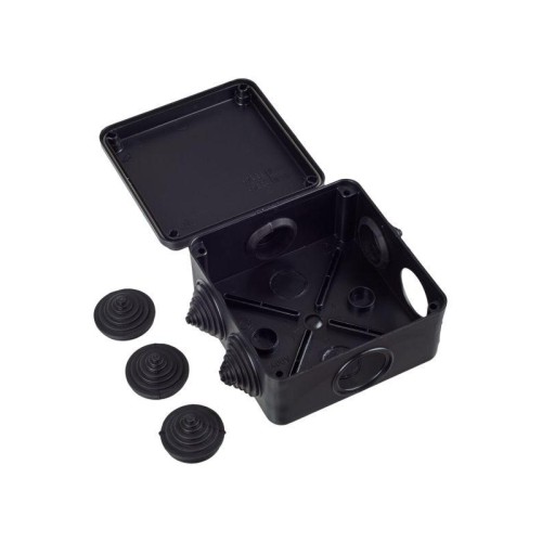 Коробка распаячная КМ41234 100х100х50мм IP55 6 вводов черн. IEK UKO11-100-100-050-K02-55