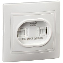 Розетка компьютерная 2-м СП Кварта РК12-КБ бел. IEK KV-K20-K01