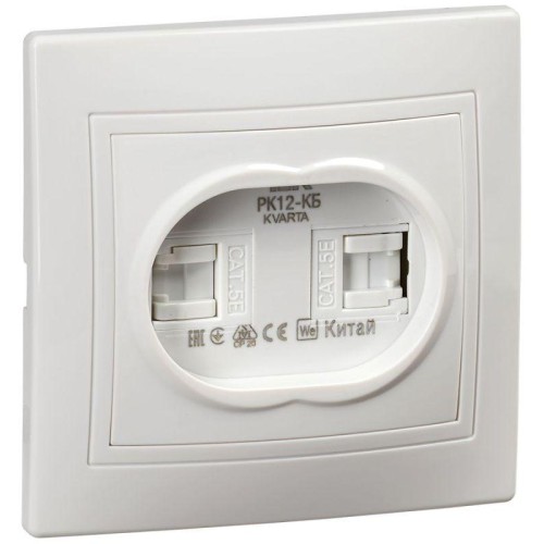 Розетка компьютерная 2-м СП Кварта РК12-КБ бел. IEK KV-K20-K01