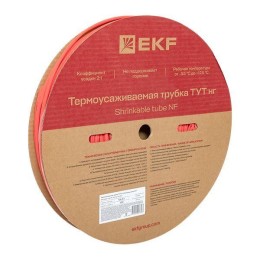 Трубка термоусадочная ТУТ нг 6/3 красн. (уп.100м) EKF tut-6-r
