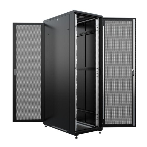 Шкаф напольный 19дюйм Standart 42U 800х1000мм передняя и задняя дверь с перфорацией RAL9005 (состоит
