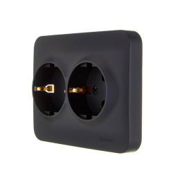 Розетка 2-м СП ASTI 16А IP20 с заземл. термопласт черн. бархат LEZARD 7081-4200-127B