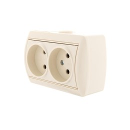Розетка 2-м ОП Nata 16А IP20 без заземл. керамика крем. LEZARD 710-0300-128