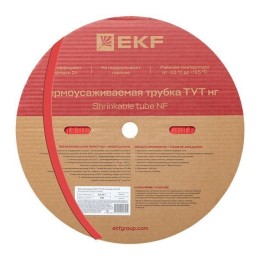 Трубка термоусадочная ТУТ нг 8/4 красн. (уп.100м) EKF tut-8-r