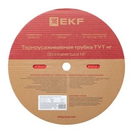 Трубка термоусадочная ТУТ нг 8/4 красн. (уп.100м) EKF tut-8-r
