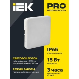 Светильник светодиодный ДПА 5000-3 IP65 3ч аварийный постоянного действия с УДТУ IEK LDPA4-5000-3-65