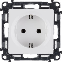Розетка 1-м СП Valena Life 16А IP2X 250В 2P+E безвинтов. клеммы с лицев. панелью механизм бел. Leg 7