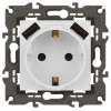 Розетка 16А 250В 2P+E с 2хUSB 5В-3А защ. шторки Elegance бел. 14-4109-01 ЭРА Б0047867