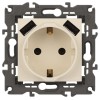 Розетка 16А 250В 2P+E с 2хUSB 5В-3А защ. шторки Elegance сл. кость 14-4109-02 ЭРА Б0047868