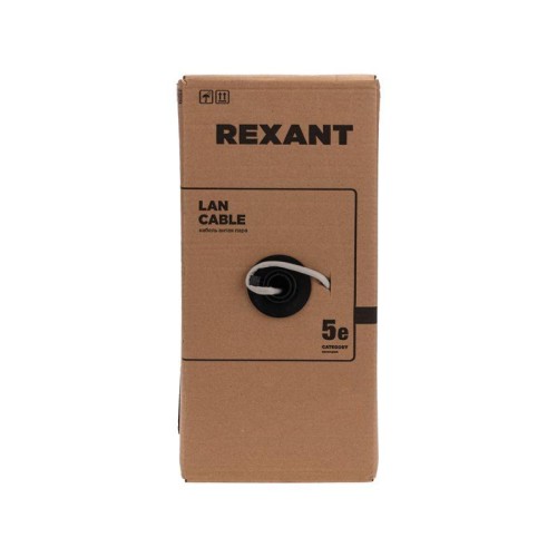 Кабель витая пара F/UTP кат.5e 4PR 24AWG solid PVC INDOOR сер. (уп.305м) LIGHT РФ Rexant 01-0152-R