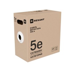 Кабель витая пара F/UTP кат.5e 4PR 24AWG solid PVC INDOOR сер. (уп.305м) LIGHT РФ Rexant 01-0152-R