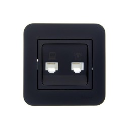 Розетка компьютерная+телефонная 2-м СП ASTI RJ45 + RJ11 в сборе черн. бархат LEZARD 7081-4242-143