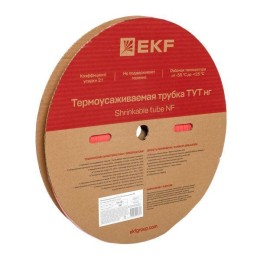 Трубка термоусадочная ТУТ нг 12/6 красн. (уп.100м) EKF tut-12-r