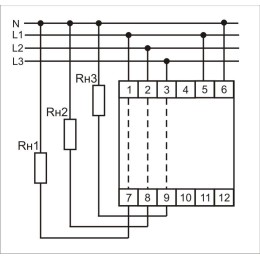Указатель тока WT-3 (трехфазный; 0-20А; цифровая индикация; монтаж на DIN-рейке 35мм 50-264В AC/DC I