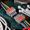 Клемма СМК 222-424R проходная разъемная 4 полюса сер. 0.2-2.5/4кв.мм Rexant 07-5264