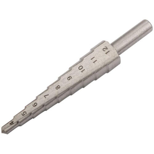Сверло ступенчатое HSS (Р6М5) по металлу 9 ступеней 4-12мм FIT 36394