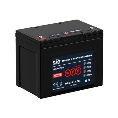 Аккумулятор тяговый лодочный гелевый 12В 75А.ч WBR MBG75-12 WBR