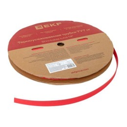 Трубка термоусадочная ТУТ нг 16/8 красн. (уп.100м) EKF tut-16-r