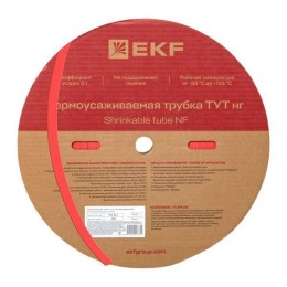 Трубка термоусадочная ТУТ нг 16/8 красн. (уп.100м) EKF tut-16-r