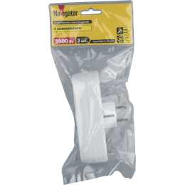 Разветвитель 3-м с заземл. 10А IP20 94 672 NAD-L-3E-WH в ряд Navigator 94672