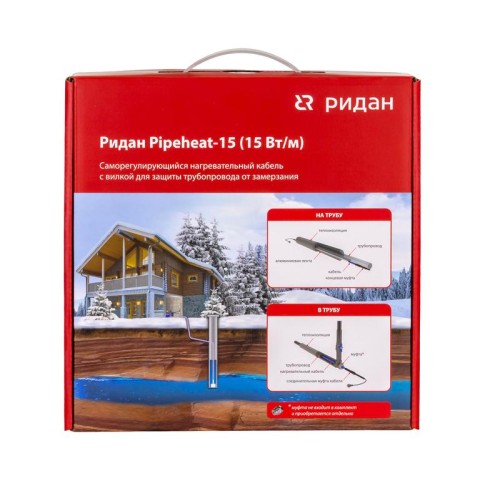 Кабель нагревательный саморег. Pipeheat-15 60Вт 4м с вилкой Ридан 21RT0801R