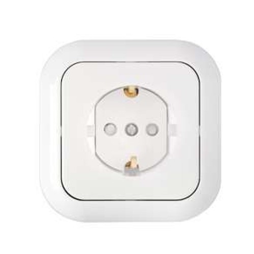 Розетка 1-м СП 16А IP20 с заземл. защ. шторки бел. Bylectrica РС16-371