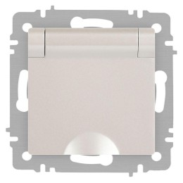 Розетка 1-м СП Accent 6-203-06 16А IP20 250В 2P+E Schuko с крышкой AL/CU перламутр. Intro Б0063429
