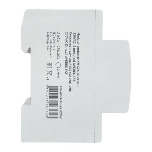 Контактор модульный КМ 40А 2NO+2NC 230В AC (3 мод.) AVERES EKF km-av-3-40-22-230V