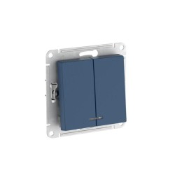 Выключатель 2-кл. AtlasDesign (сх. 5а) 10AX с подсветкой быстрозажим. клем. механизм аквамарин SE AT