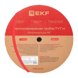 Трубка термоусадочная ТУТ нг 20/10 красн. (уп.100м) EKF tut-20-r