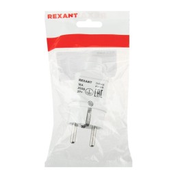 Вилка Евро прямая 16А с заземл. усиленная бел. Rexant 11-8948