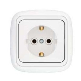 Розетка 1-м СП 6А IP20 с заземл. бел. Bylectrica РС16-256