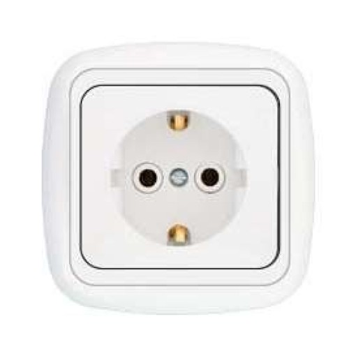 Розетка 1-м СП 6А IP20 с заземл. бел. Bylectrica РС16-256