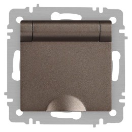 Розетка 1-м СП Accent 6-203-08 16А IP20 250В 2P+E Schuko с крышкой AL/CU Accent бронза Intro Б006343