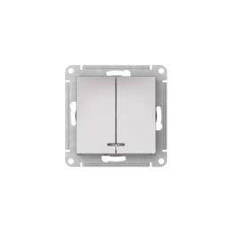 Выключатель 2-кл. AtlasDesign (сх. 5а) 10AX с подсветкой быстрозажим. клем. механизм алюм. SE ATN000