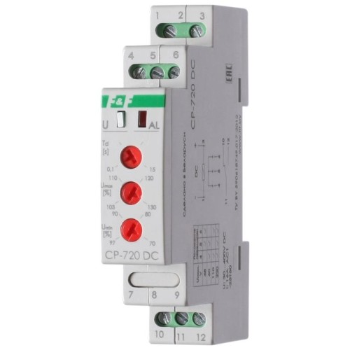 Реле напряжения CP-720DC (однофазное; контроль верхнего и нижнего значений напряжения; выбор напряже