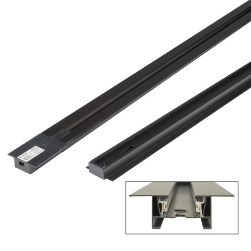 Шинопровод осветительный однофазный L1000 UBX-Q123 RS2 BLACK 100 SET01 тип R встраив. с заглушкой и