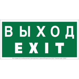 Знак безопасности NPU-2010.E24 "Выход-EXIT" Белый Свет a21620