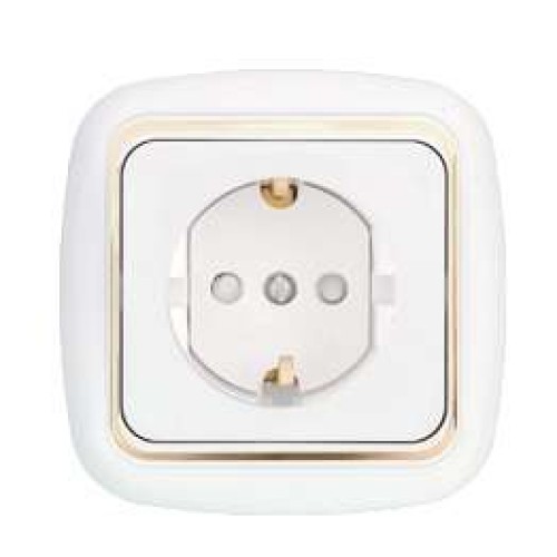 Розетка 1-м СП 16А IP20 с заземл. защ. шторки бел. Bylectrica РС16-268