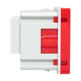 Розетка 45х45 (2 модуля) с заземл. прямая красн. EKF E2MR16-028-70