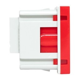 Розетка 45х45 (2 модуля) с заземл. прямая красн. EKF E2MR16-028-70