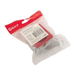 Розетка 45х45 (2 модуля) с заземл. прямая красн. EKF E2MR16-028-70