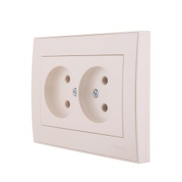 Розетка 2-м СП Rain 16А IP20 без заземл. керамика жемчуж./бел. метал. LEZARD 703-3030-128