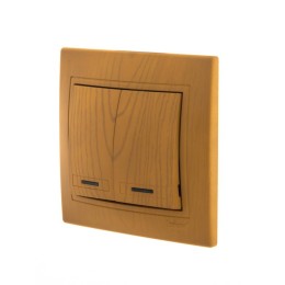 Выключатель 2-кл. СП Mira 10А IP20 с подсветкой ольха LEZARD 701-0701-112