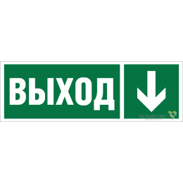 Знак безопасности BL-3511B.E29 "Направление к эвакуационному выходу вниз" Белый Свет a29217