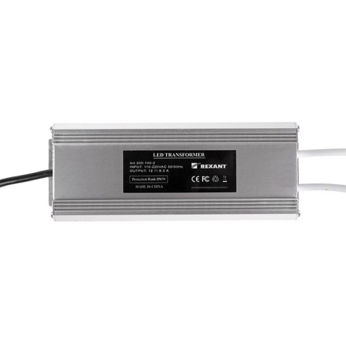 Источник питания 110-220В AC/12В DC 8.3А 100Вт с проводами влагозащ. IP67 Rexant 200-100-2