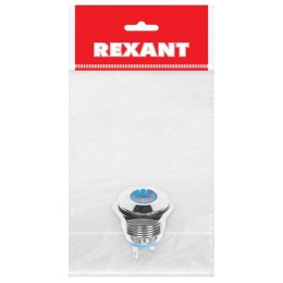 Индикатор металл. d16 12В подсветка син. LED Rexant 36-4811