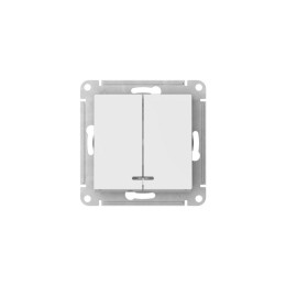 Выключатель 2-кл. AtlasDesign (сх. 5а) 10AX с подсветкой быстрозажим. клем. механизм бел. SE ATN0001