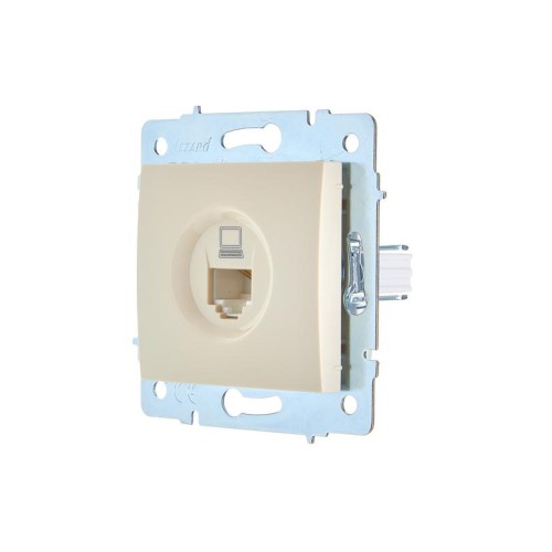 Розетка компьютерная 1-м СП ASTI IP20 RJ45 механизм Cat 5e крем. LEZARD 7081-0388-139