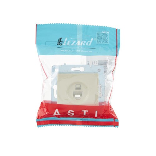 Розетка компьютерная 1-м СП ASTI IP20 RJ45 механизм Cat 5e крем. LEZARD 7081-0388-139